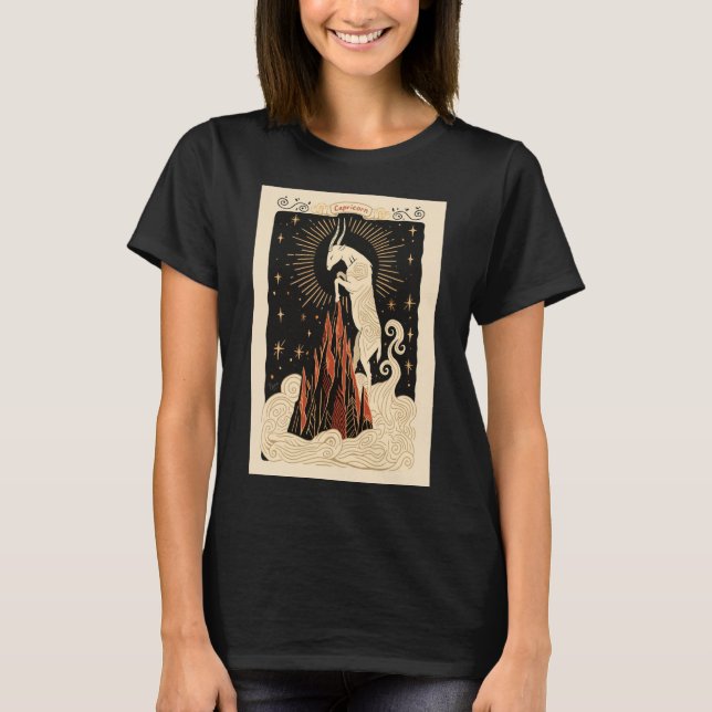 Capricorn - T-Shirt Celestial Zodiac Art (Framsida)