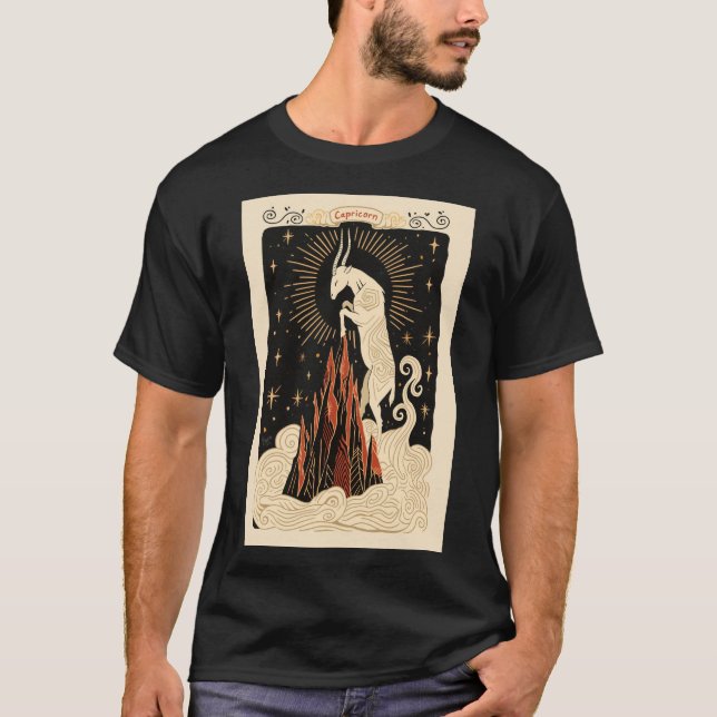 Capricorn - T-Shirt Celestial Zodiac Art (Framsida)