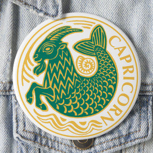 Capricorn-tecknet på en Zodiac Knapp