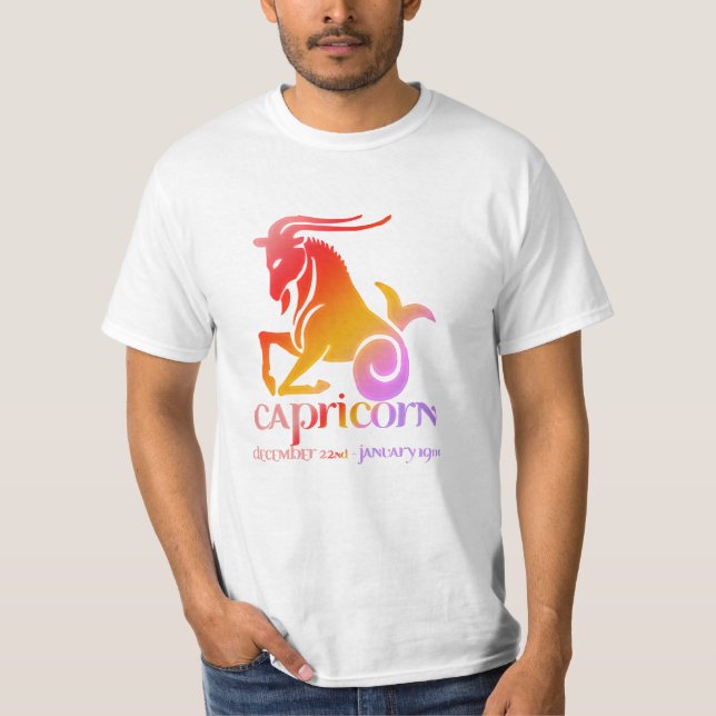 Capricorn the Goat Astrology Orange & Lila Tee (Framsida)