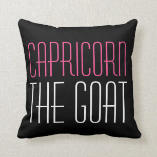 Capricorn the Goat Initial Rosa White Black Zodiac Kudde