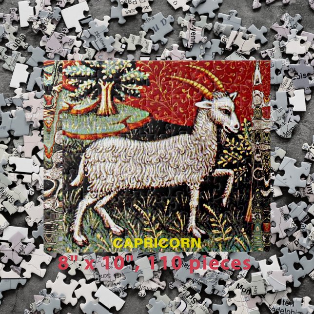 Capricorn the Goat Zodiac Sign Födelsedagsfest 8x1 Pussel (Capricorn the Goat Zodiac Sign Birthday Party 8x10 Jigsaw Puzzle)
