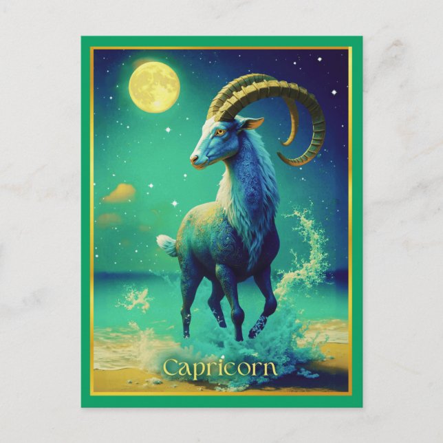 Capricorn the Sea Goat Zodiac Sign Vykort (Framsida)