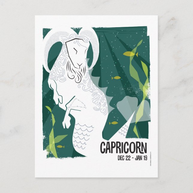 Capricorn the Sea Goat Zodiac Vykort (Framsida)