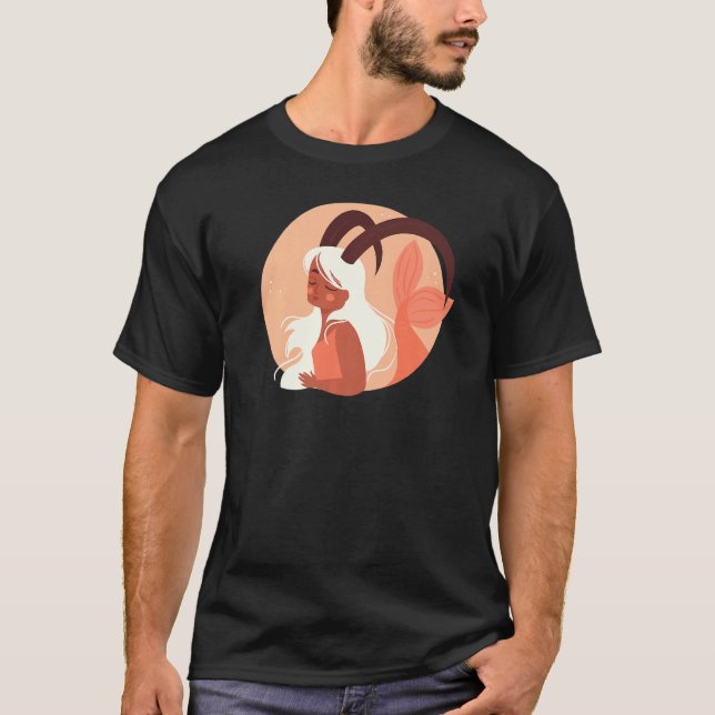 Capricorn Wife Zodiac Horoscope Astrology T Shirt (Framsida)