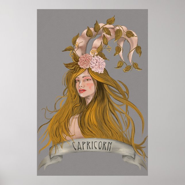 Capricorn Woman Fantasy Acrylic Wall Art Poster (Framsidan)