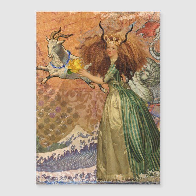 Capricorn Woman Goat Whimsical Roligt (Framsida)