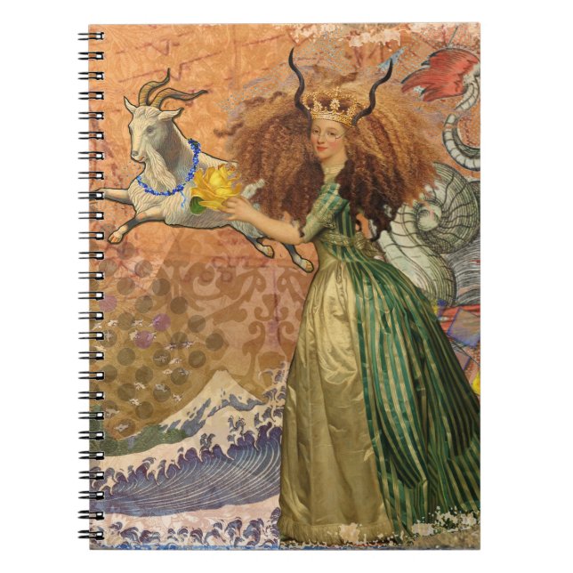 Capricorn Woman Goat Whimsical Roligt Anteckningsbok (Framsidan)