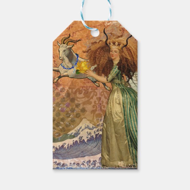 Capricorn Woman Goat Whimsical Roligt Presentetikett (Framsidan)