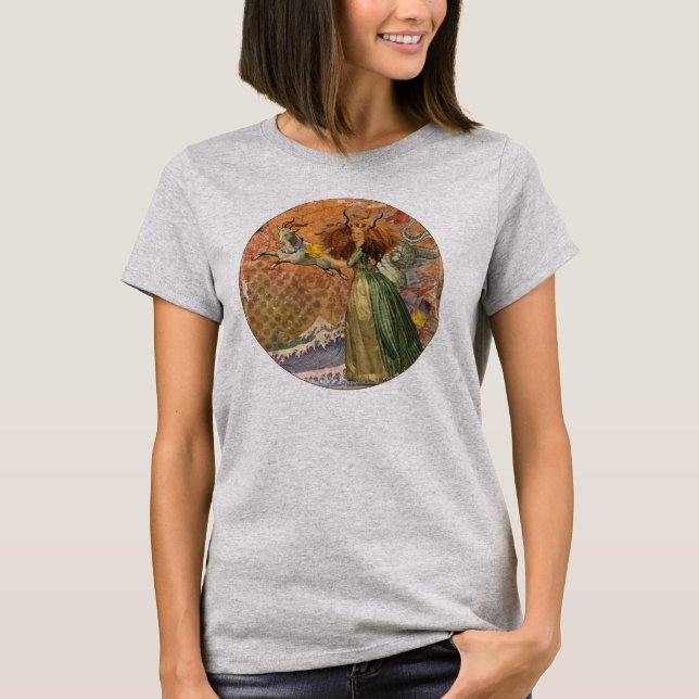 Capricorn Woman Goat Whimsical Roligt Tee (Framsida)