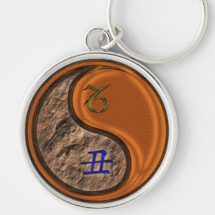 Capricorn & Wood Ox Keychain Rund Silverfärgad Nyckelring