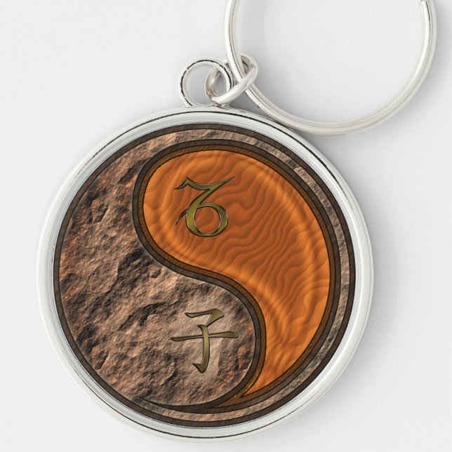 Capricorn & Wood Råtta Keychain Rund Silverfärgad Nyckelring (Framsidan)