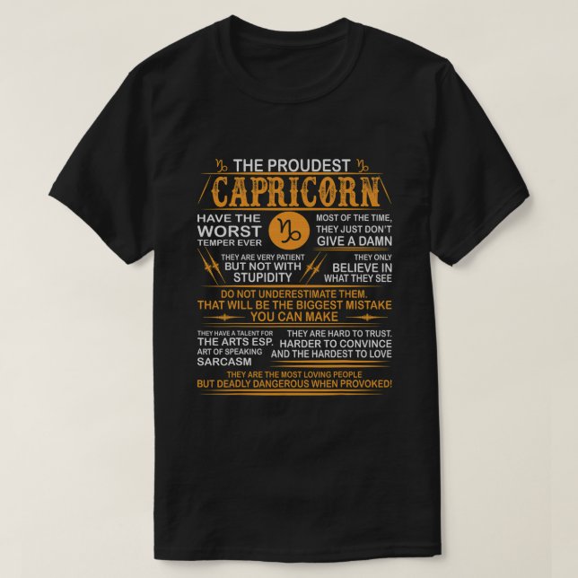 Capricorn Worst Temper Dangerous När provocerat T Shirt (Design framsida)