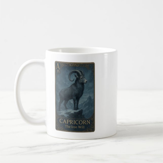 Capricorn Zodiac Art – Celestial Goat Kaffemugg (Vänster)