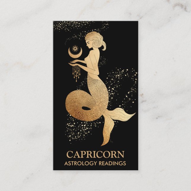 *~* Capricorn Zodiac Astrology Läsning svart Visitkort (Framsida)