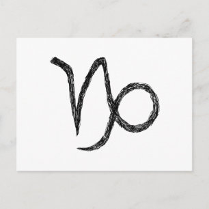 Capricorn. Zodiac Astrology-tecken. Svart. Vykort