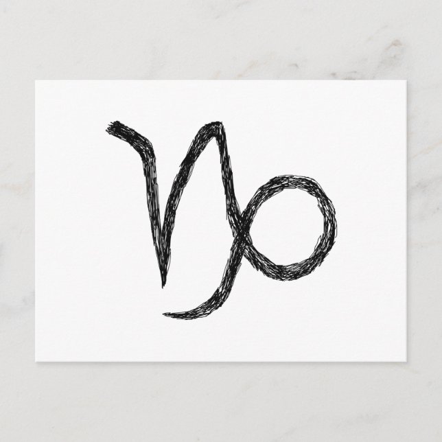 Capricorn. Zodiac Astrology-tecken. Svart. Vykort (Framsida)