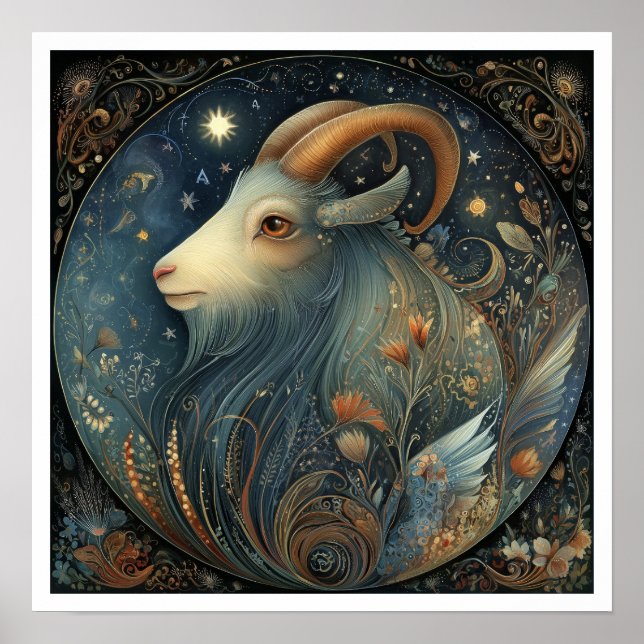 Capricorn Zodiac Birth Sign Astrology Celestial Poster (Framsidan)