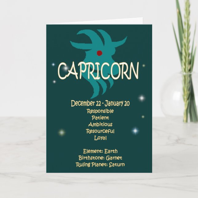 Capricorn Zodiac Birthday Kort (Framsida)