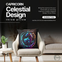 Capricorn Zodiac Celestial Design Dekorativ kudde