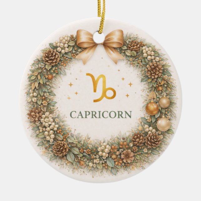 Capricorn Zodiac Christmas Ornament – Elegant Wint (Framsidan)