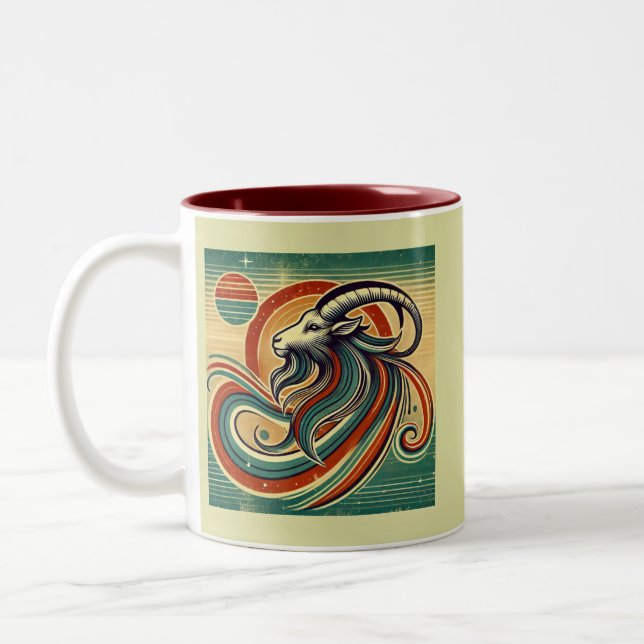Capricorn Zodiac Coffee Mugg Retro Stil (Vänster)