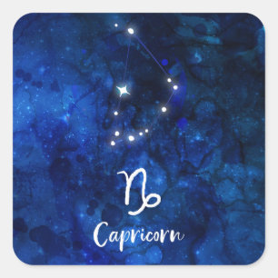 Capricorn Zodiac Constellation Galaxy Celestial Fyrkantigt Klistermärke
