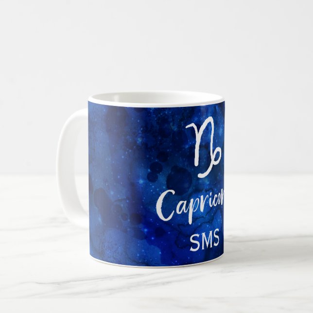 Capricorn Zodiac Constellation Galaxy Himlar Monog Kaffemugg (Framsida vänster)