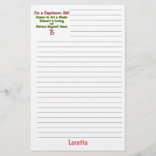 Capricorn Zodiac Girl är med Linjer och Namn Brevpapper