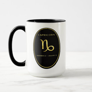 Capricorn Zodiac Gold Oval Emblem Mug | Luxury Ast Mugg