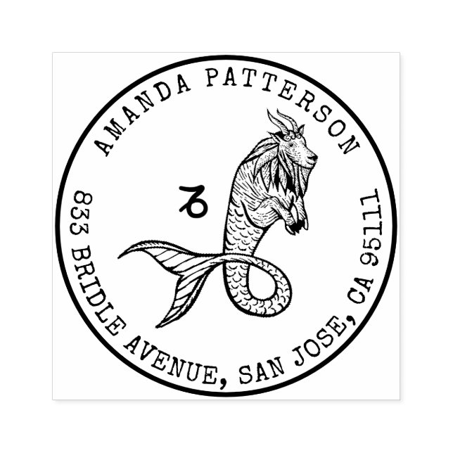 Capricorn Zodiac Hand-dragen Vapensköld | RETURADR Stämpel (Tryck)