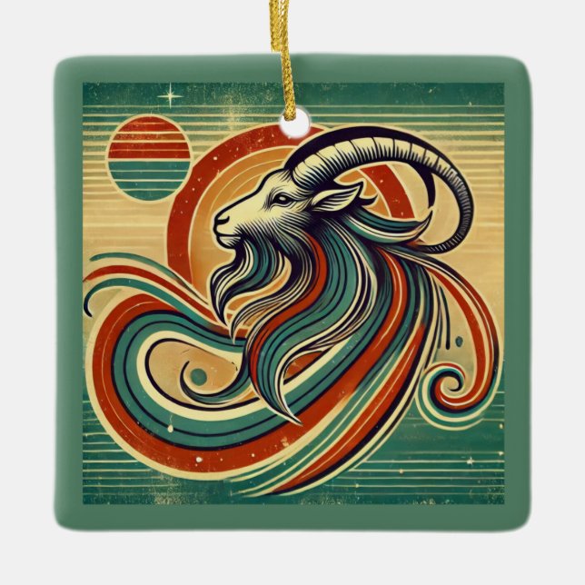 Capricorn Zodiac-julprydnad Julgransprydnad Keramik (Framsida)