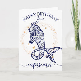 Capricorn Zodiac monokrom födelsedagskort Kort