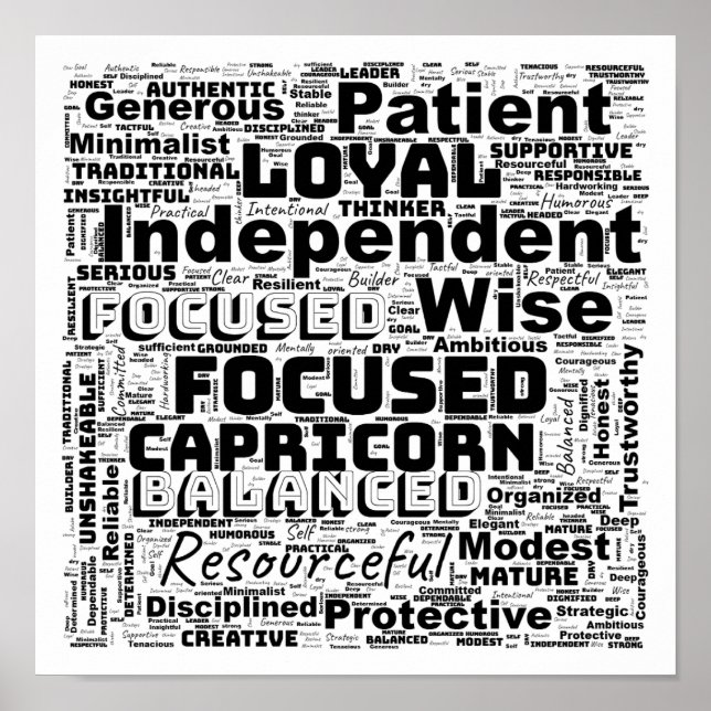 Capricorn Zodiac Ord Cloud Inspiration Poster (Framsidan)