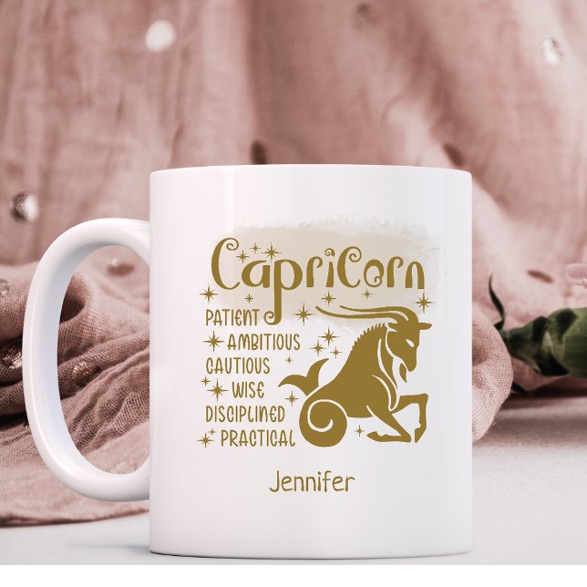 Capricorn Zodiac Personlig Traits Horoscope Kaffemugg (Skapare uppladdad)