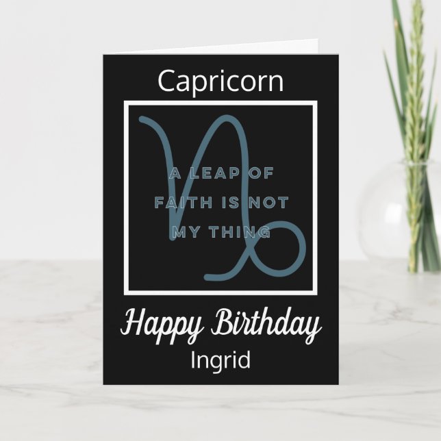 Capricorn Zodiac Quote Black & White Birday Card Kort (Framsida)