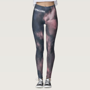 Capricorn Zodiac Rosa Clouds Leggings