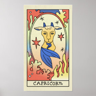 Capricorn Zodiac Sign Abstrakt Art Vintage affisch