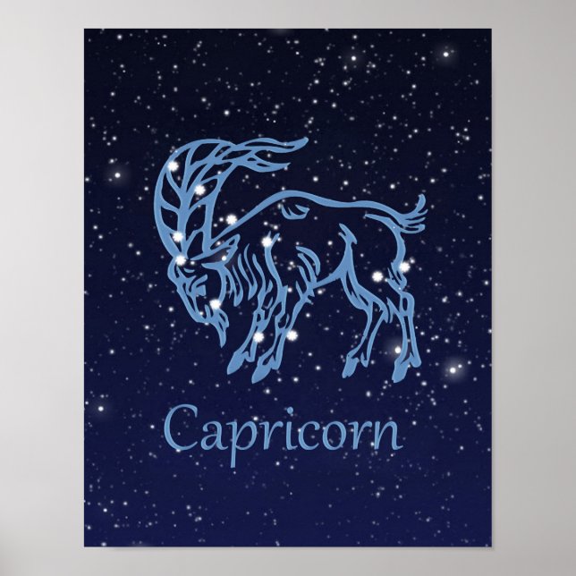 Capricorn Zodiac Sign and Constellation Poster (Framsidan)