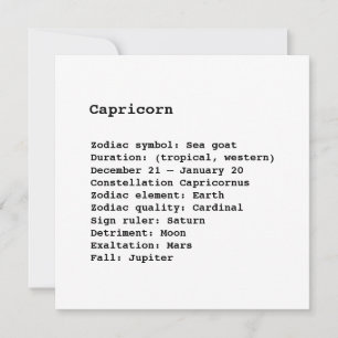 Capricorn Zodiac Sign Astrology-födelsedagskort