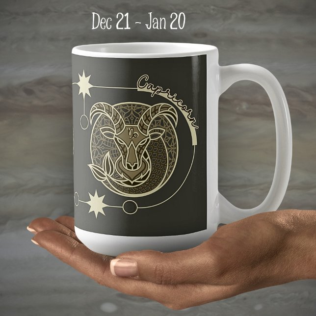 Capricorn Zodiac Sign Astrology Mandala Andlig Kaffemugg (Skapare uppladdad)