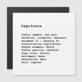 Capricorn Zodiac Sign Astrology svartvit magnet