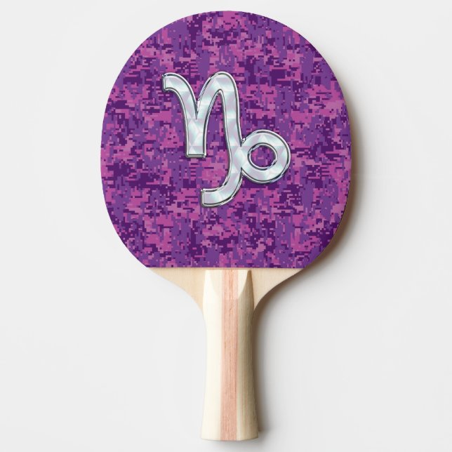 Capricorn Zodiac Sign Fuchsia Digital Camouflage Pingisracket (Framsidan)
