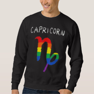 Capricorn Zodiac Sign Gay Lesbisk LGbt Pride Rainb Lång Ärmad Tröja