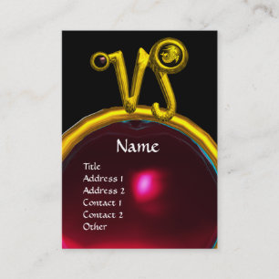 CAPRICORN ZODIAC SIGN JEWEL MONOGRAM,Red Ruby Visitkort