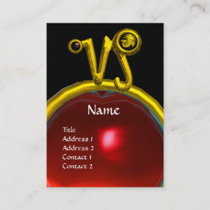 CAPRICORN ZODIAC SIGN JEWEL MONOGRAM, Red Ruby Visitkort