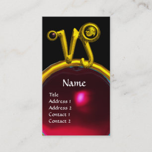 CAPRICORN ZODIAC SIGN JEWEL MONOGRAM, Red Ruby Visitkort