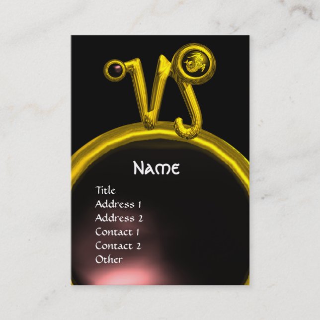 CAPRICORN ZODIAC SIGN JEWEL MONOGRAM VISITKORT (Framsida)