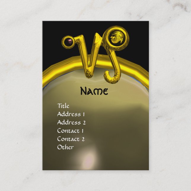 CAPRICORN ZODIAC SIGN JEWEL MONOGRAM VISITKORT (Framsida)