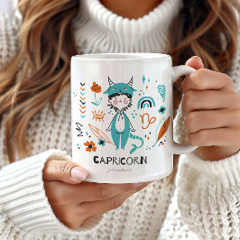 Capricorn Zodiac Sign Mugg, Cute Capricorn Kaffemugg